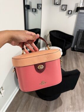 Coach Two-Tone Pink and Peach Leather Top-Handle Mini Bag